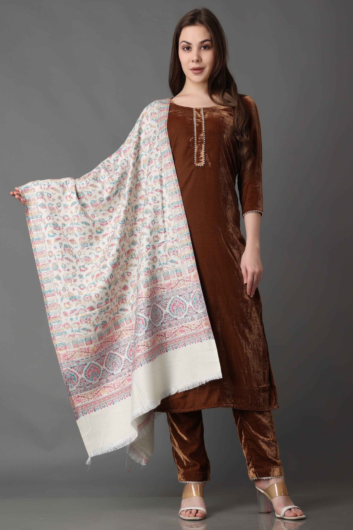 Buy Plus Size Brown Shimmer Velvet Suit At Apella | Sizes XS to 10 XL | India | Free Delivery | Customized