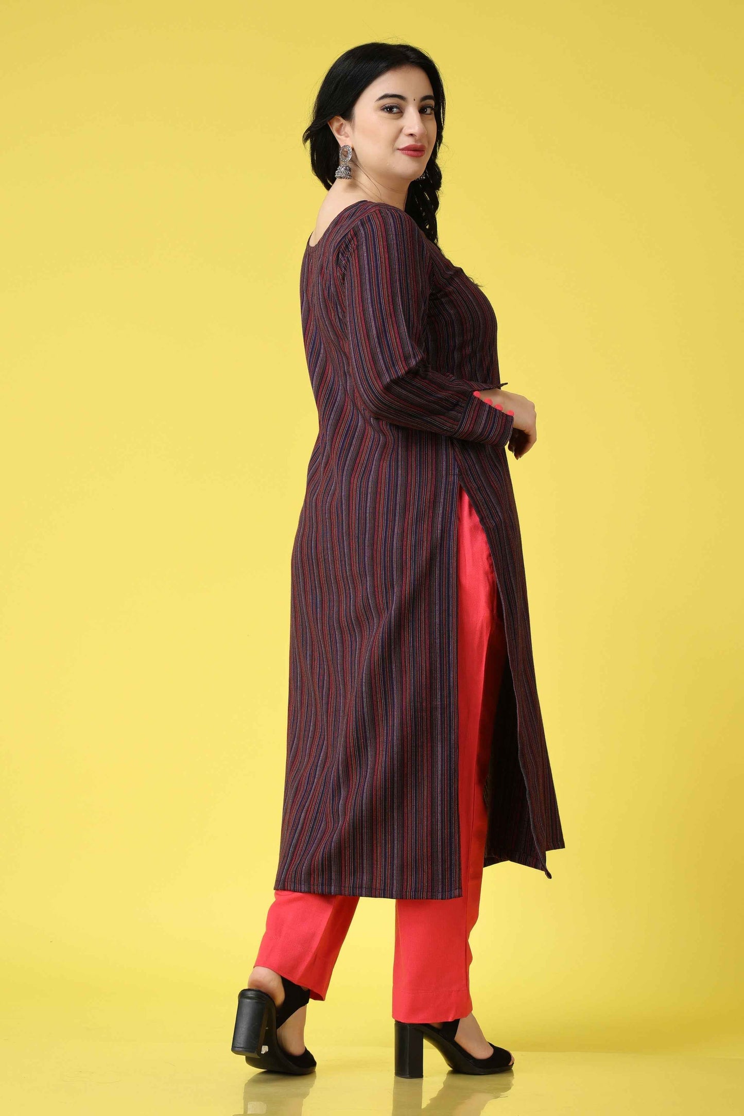 Buy Plus Size Black Grape Woollen Kurta At Apella | Sizes XS to 10 XL | India | Free Delivery | Customized