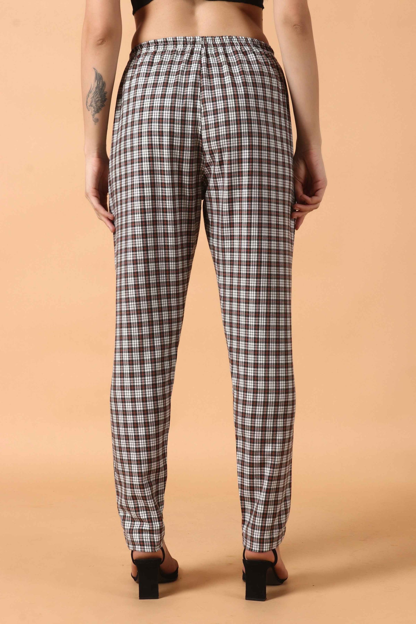 Buy Plus Size Brown Grid Woollen Pajama At Apella | Sizes XS to 10 XL | India | Free Delivery | Customized