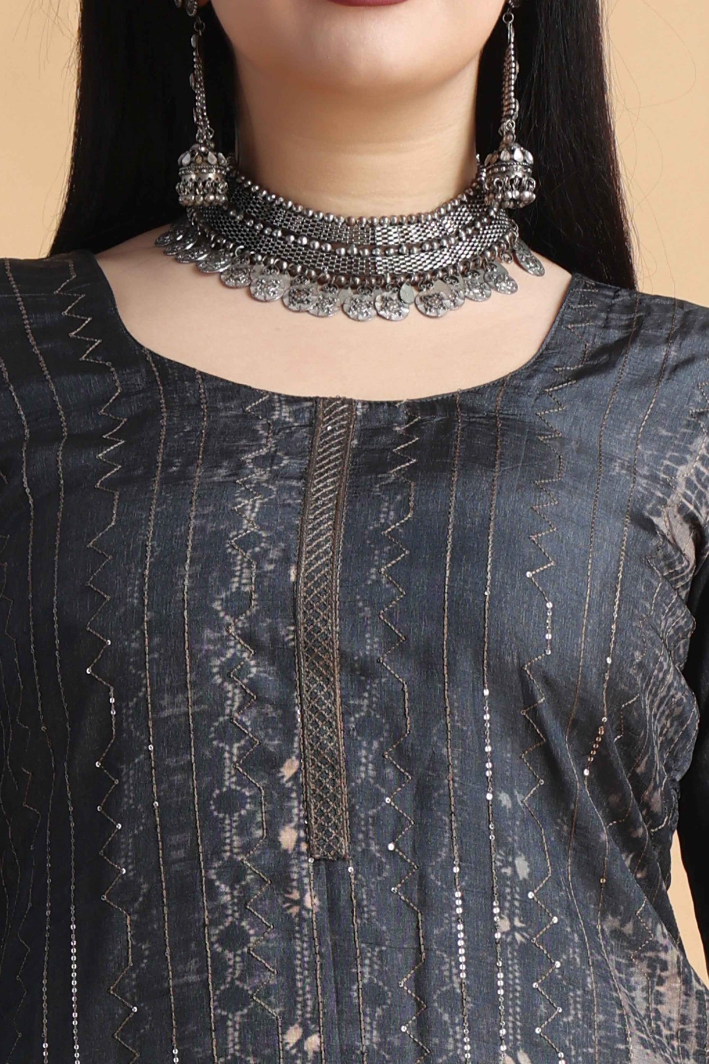 Buy Plus Size Gravel Grey Digital Printed Suit At Apella | Sizes XS to 10 XL | India | Free Delivery | Customized