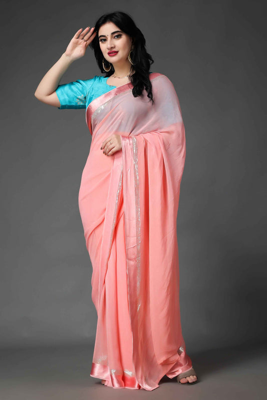 Buy Plus Size Fluttery Firozi Silk Blouse At Apella | Sizes XS to 10 XL | India | Free Delivery | Customized