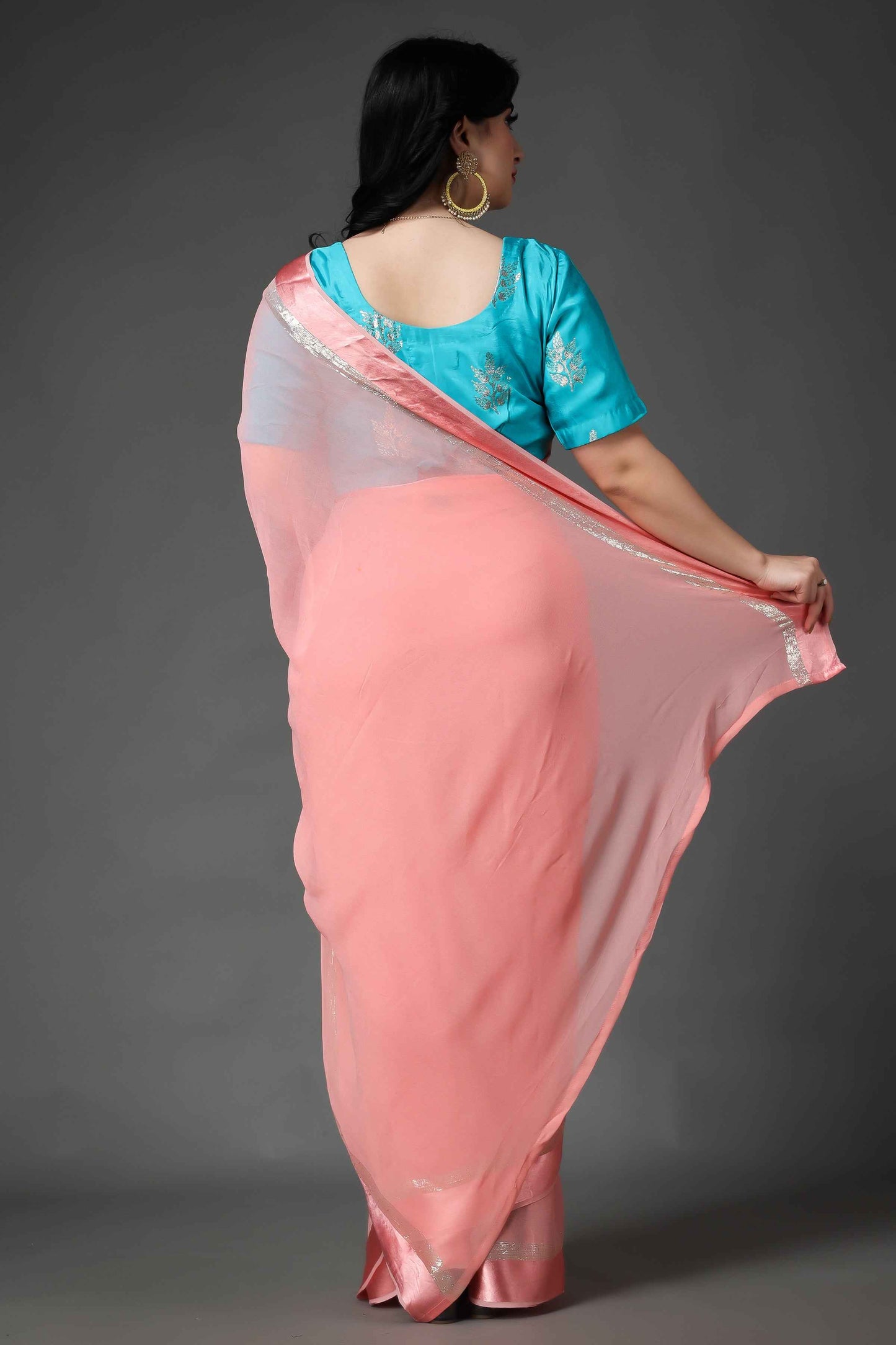 Buy Plus Size Fluttery Firozi Silk Blouse At Apella | Sizes XS to 10 XL | India | Free Delivery | Customized