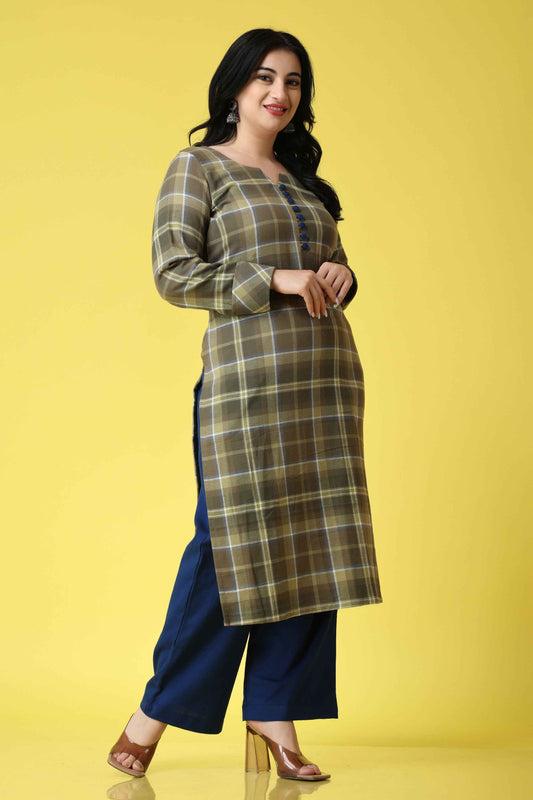 Buy Plus Size Vintage Green Woollen Kurta At Apella | Sizes XS to 10 XL | India | Free Delivery | Customized