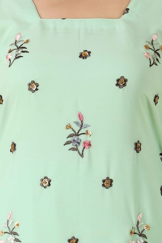 Buy Plus Size Celery Green Fancy Suit With Sequin Work At Apella | Sizes XS to 10 XL | India | Free Delivery | Customized