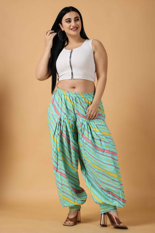 Buy Plus Size Ice Green Lehriya Afghani Salwar At Apella | Sizes XS to 10 XL | India | Free Delivery | Customized