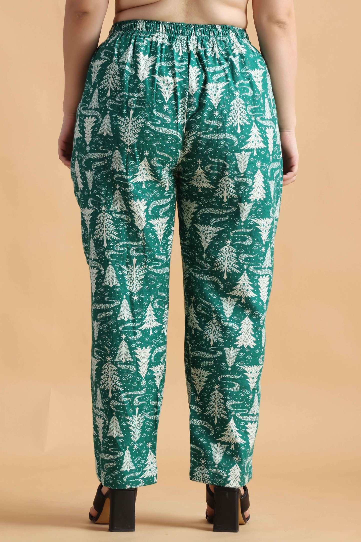 Buy Plus Size Bamboo Green Printed Woollen Pajama At Apella | Sizes XS to 10 XL | India | Free Delivery | Customized
