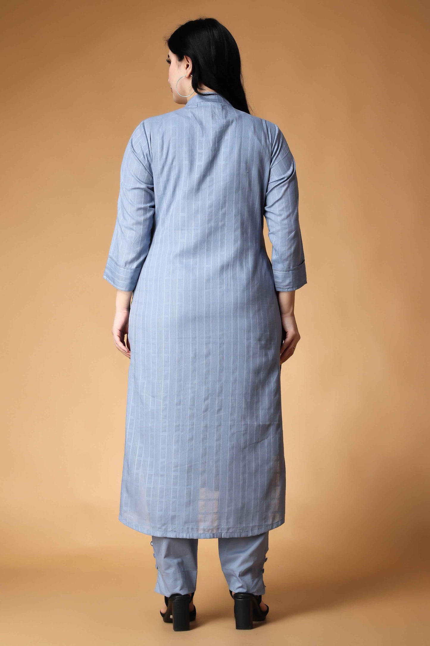 Buy Plus Size Soft Sapphire Cotton Kurta Set At Apella | Sizes XS to 10 XL | India | Free Delivery | Customized