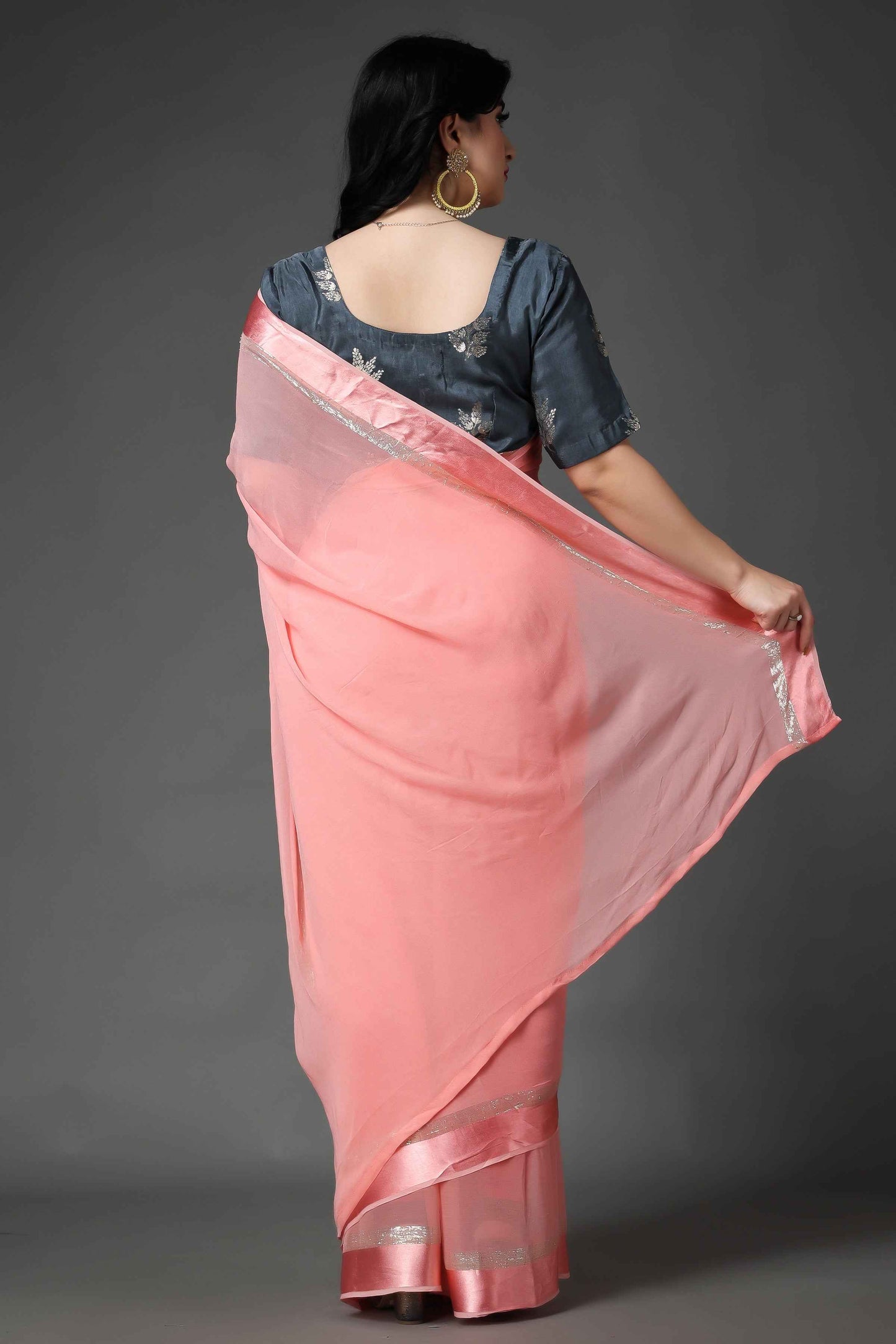 Buy Plus Size Aurora Grey Silk Blouse At Apella | Sizes XS to 10 XL | India | Free Delivery | Customized