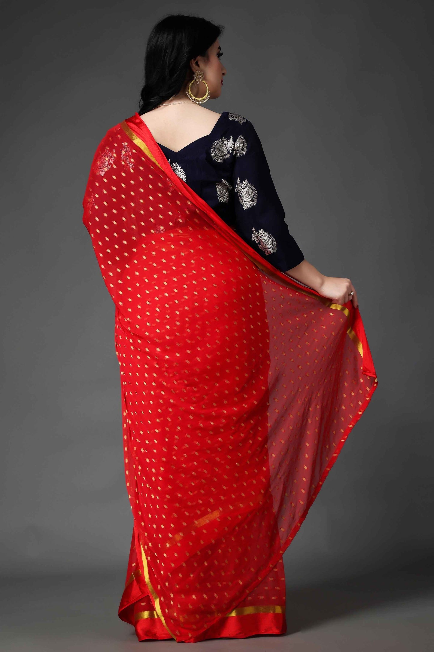 Buy Plus Size Midnight Blue Silk Blouse At Apella | Sizes XS to 10 XL | India | Free Delivery | Customized