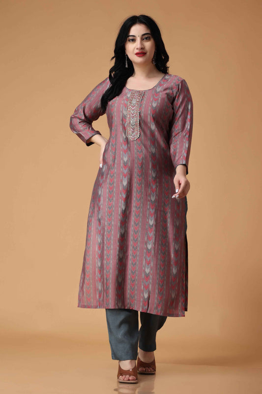 Buy Plus Size Dusty Dahlia Modal Suit With Handwork At Apella | Sizes XS to 10 XL | India | Free Delivery | Customized
