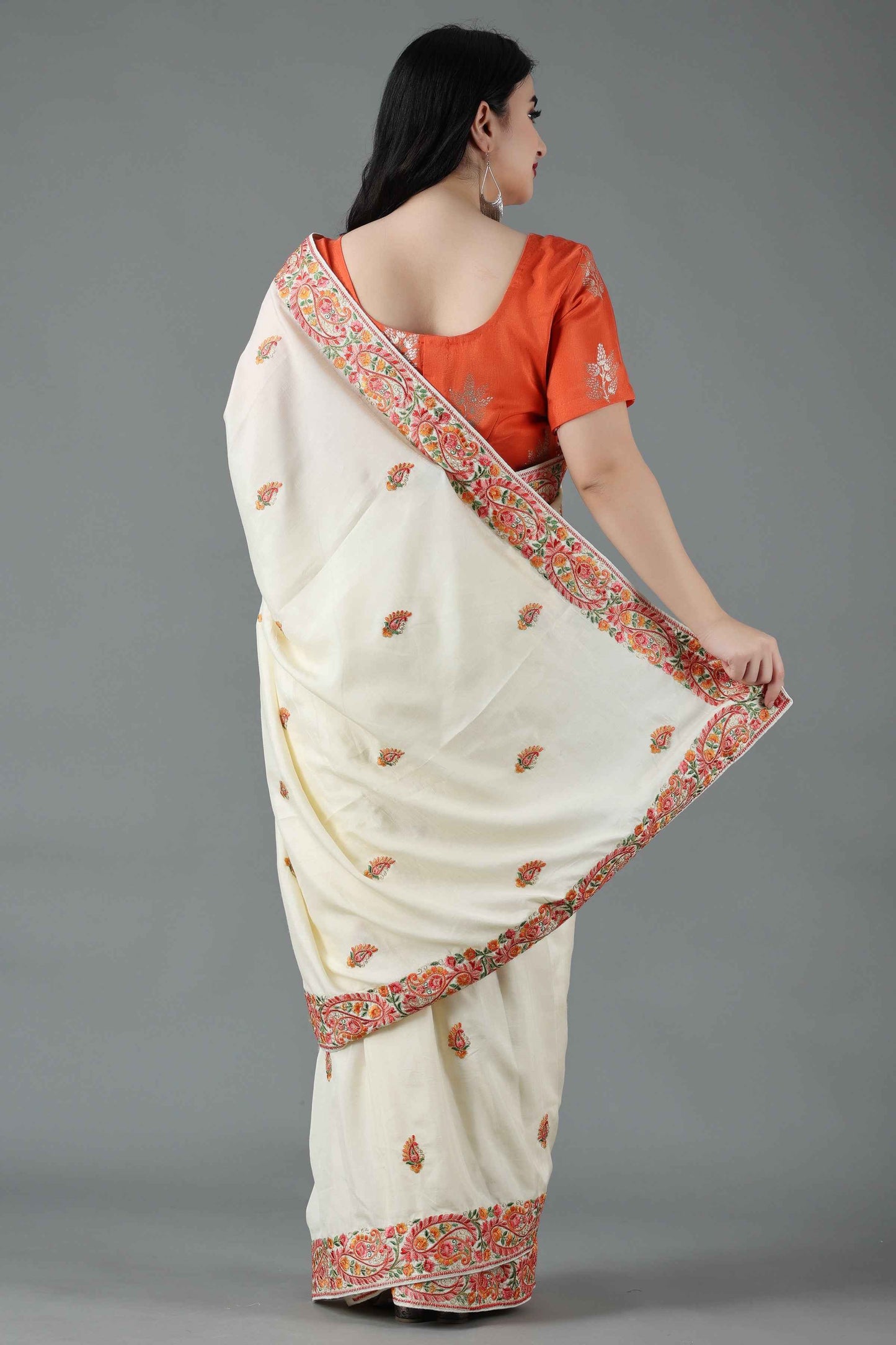 Buy Plus Size Tangy Orange Silk Blouse At Apella | Sizes XS to 10 XL | India | Free Delivery | Customized