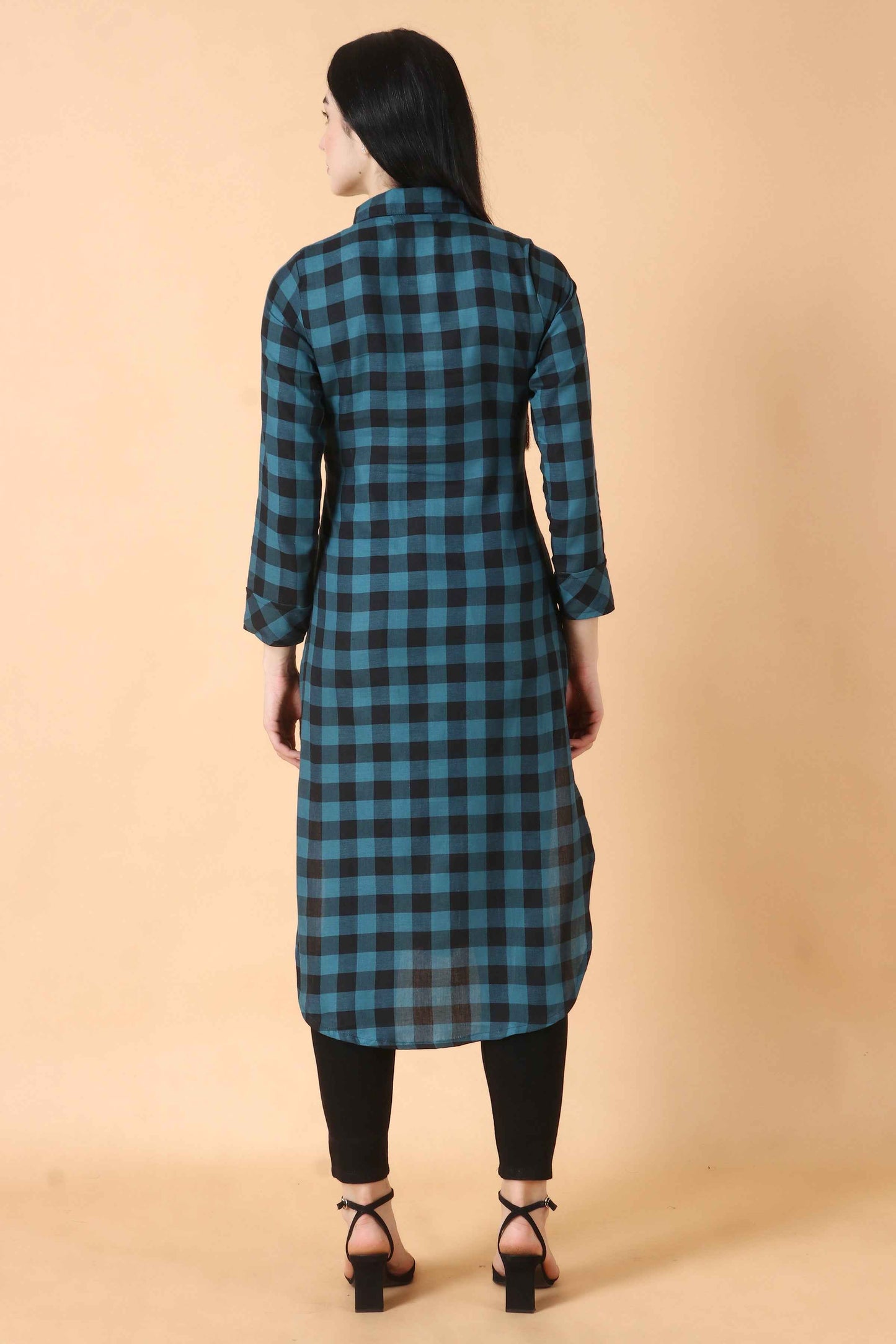 Buy Plus Size Peacock Checked Woollen Kurta At Apella | Sizes XS to 10 XL | India | Free Delivery | Customized