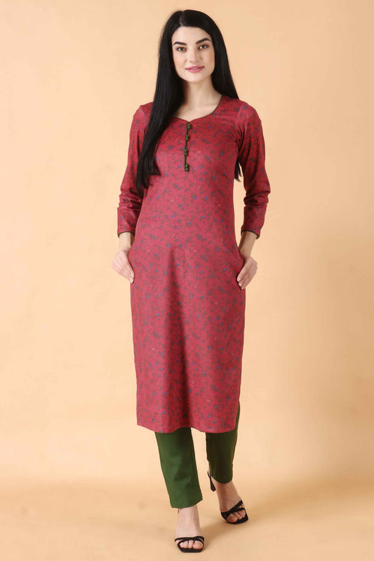 Buy Plus Size Pink Carrot Woollen Kurta Set At Apella | Sizes XS to 10 XL | India | Free Delivery | Customized