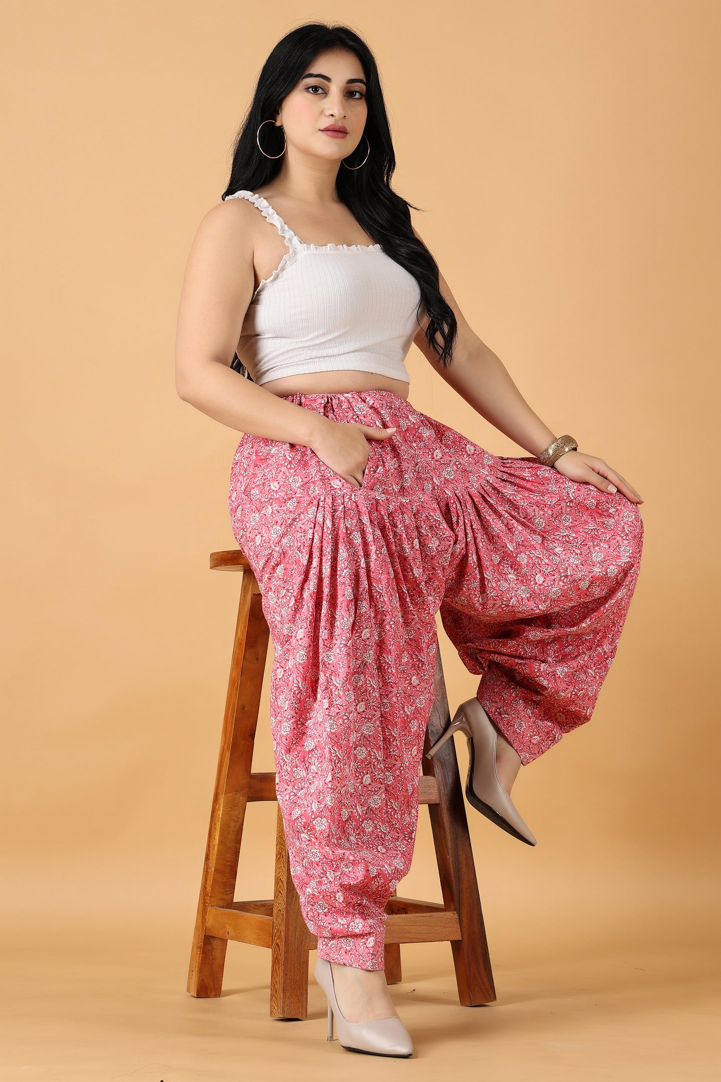 Women Plus Size Pink Printed patiala salwar | Apella