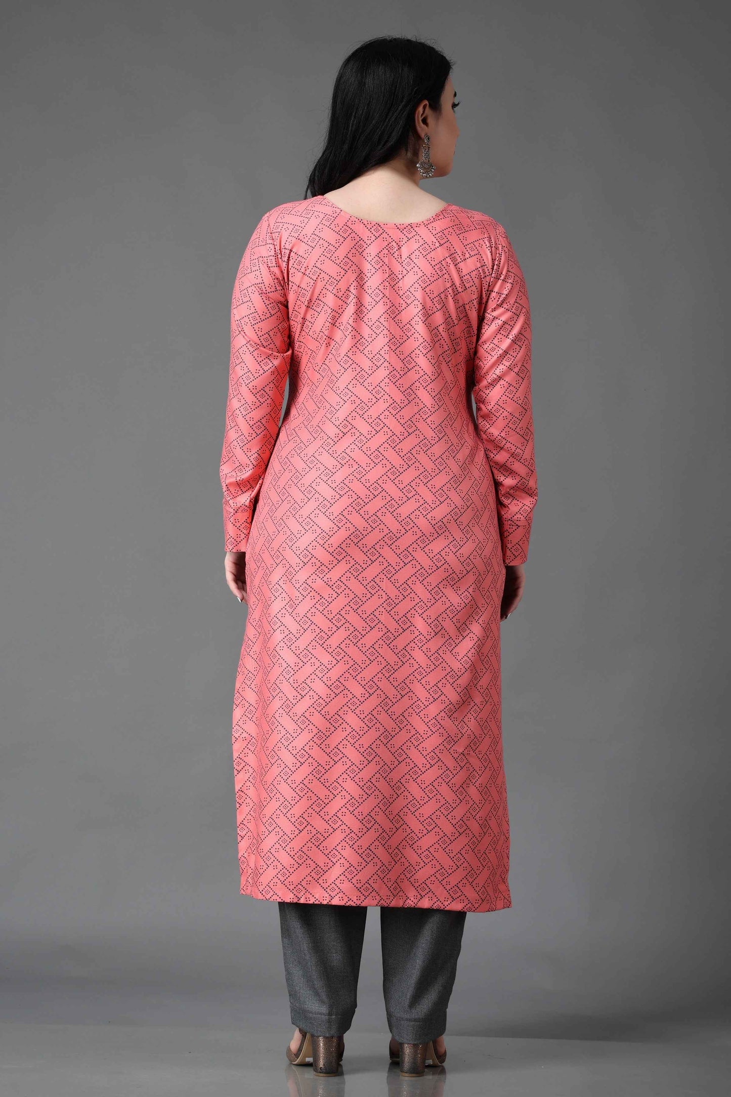 Buy Plus Size Peachy Blush Woollen Kurta Set At Apella | Sizes XS to 10 XL | India | Free Delivery | Customized