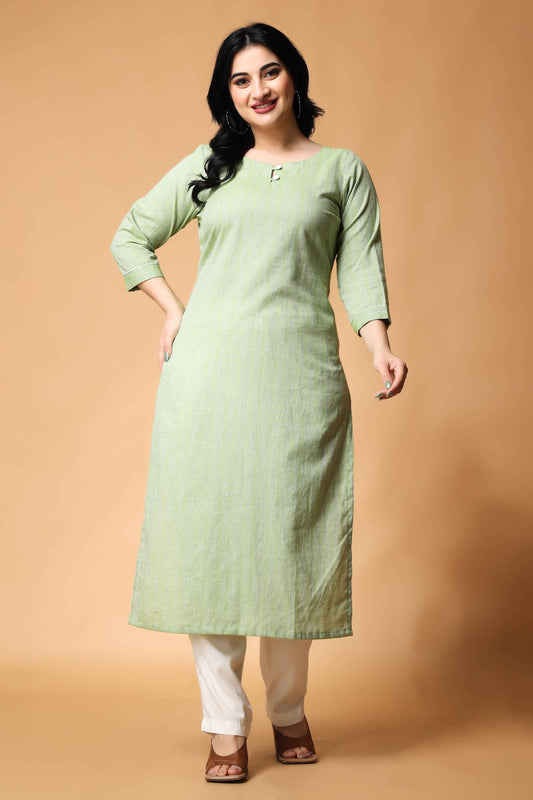 Buy Plus Size Pistachio Embroidered Cotton Kurta At Apella | Sizes XS to 10 XL | India | Free Delivery | Customized