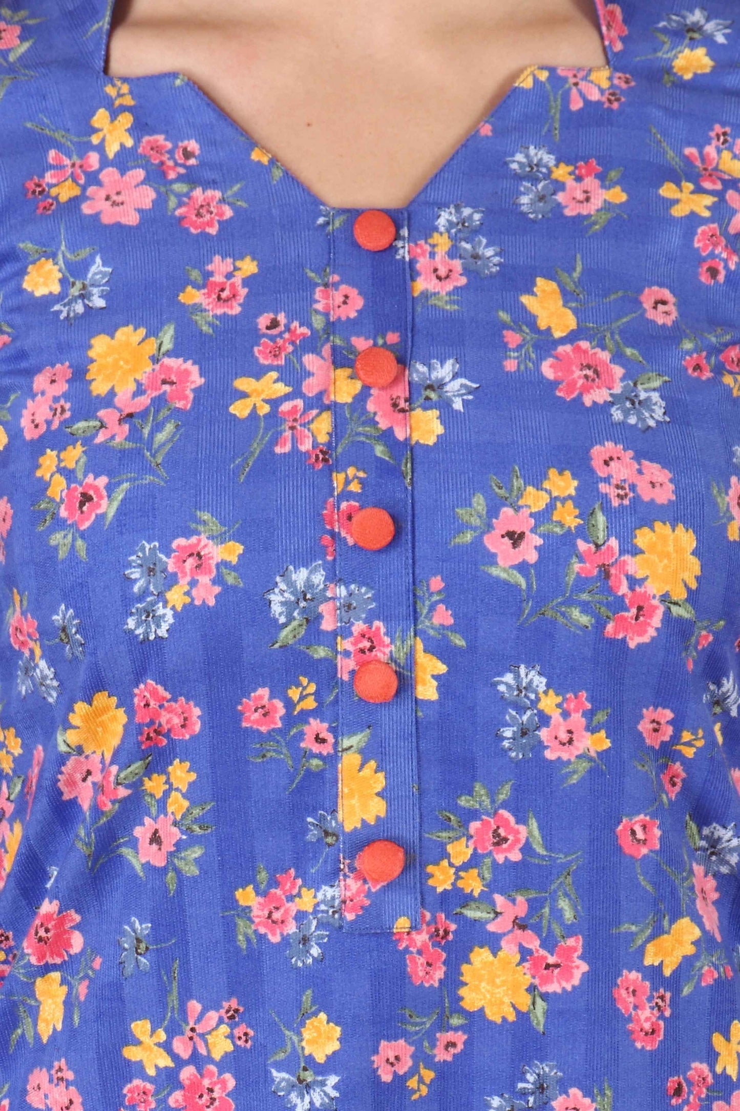 Buy Plus Size Blue Corduroy Kurta Set At Apella | Sizes XS to 10 XL | India | Free Delivery | Customized