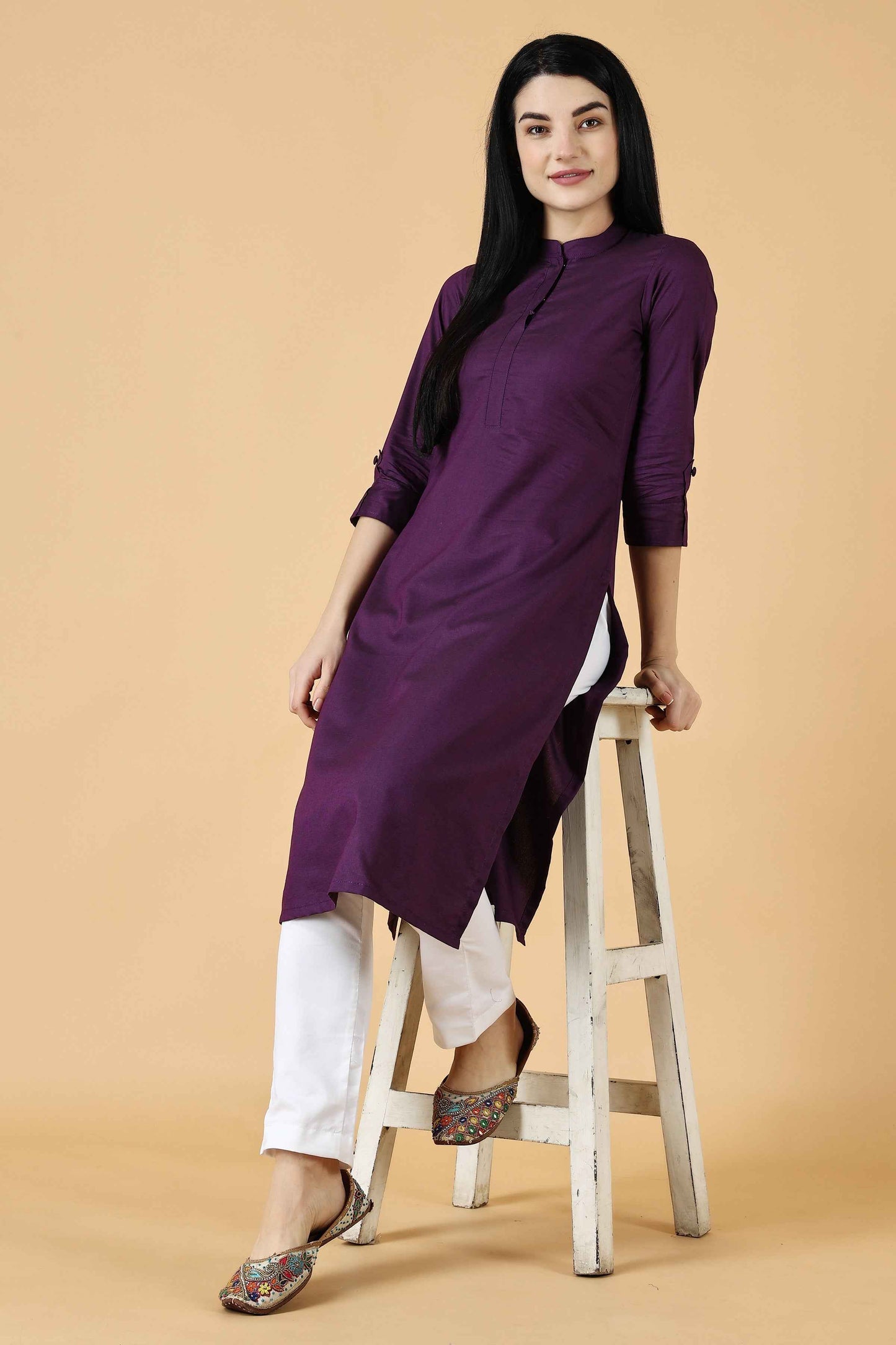 Buy Plus Size Pleasing Purple Kurta At Apella | Sizes XS to 10 XL | India | Free Delivery | Customized
