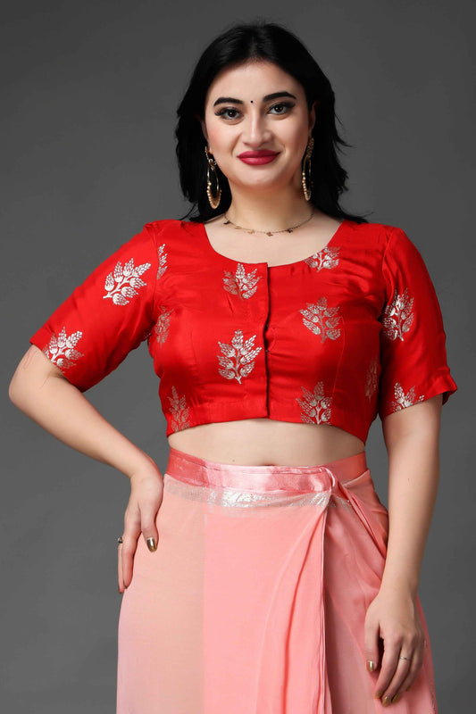 Buy Plus Size Festive Red Silk Blouse At Apella | Sizes XS to 10 XL | India | Free Delivery | Customized