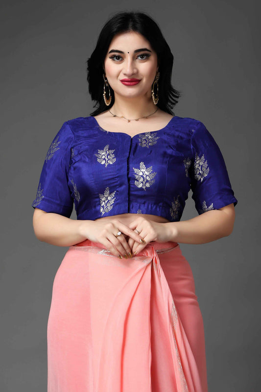 Buy Plus Size Royal Azure Silk Blouse At Apella | Sizes XS to 10 XL | India | Free Delivery | Customized
