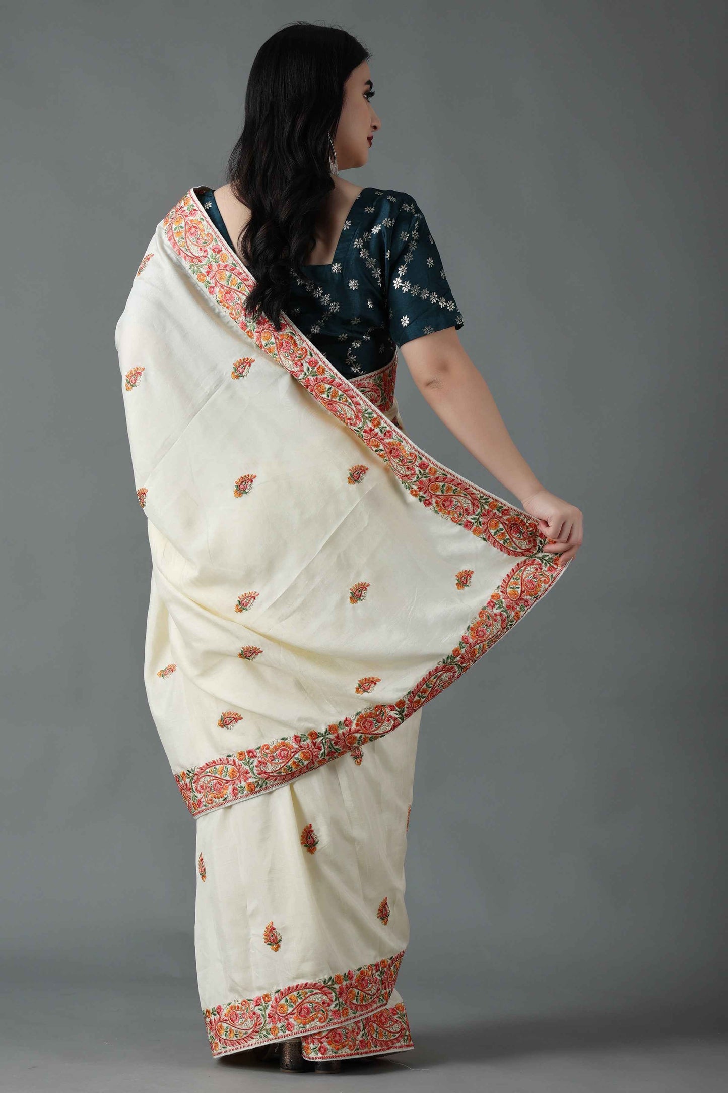 Buy Plus Size Peacock Green Silk Blouse At Apella | Sizes XS to 10 XL | India | Free Delivery | Customized