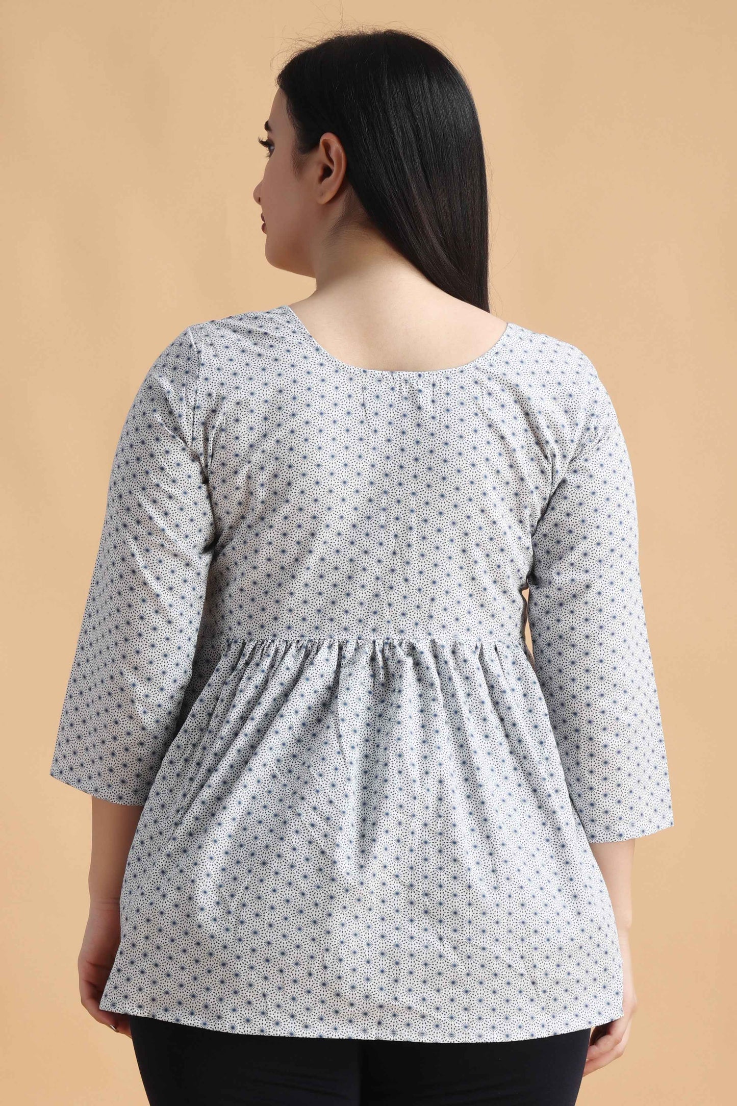 Buy Plus Size Blue Printed Maternity Top At Apella | Sizes XS to 10 XL | India | Free Delivery | Customized