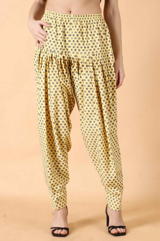 Buy Plus Size Yellow Polka Salwar At Apella | Sizes XS to 10 XL | India | Free Delivery | Customized