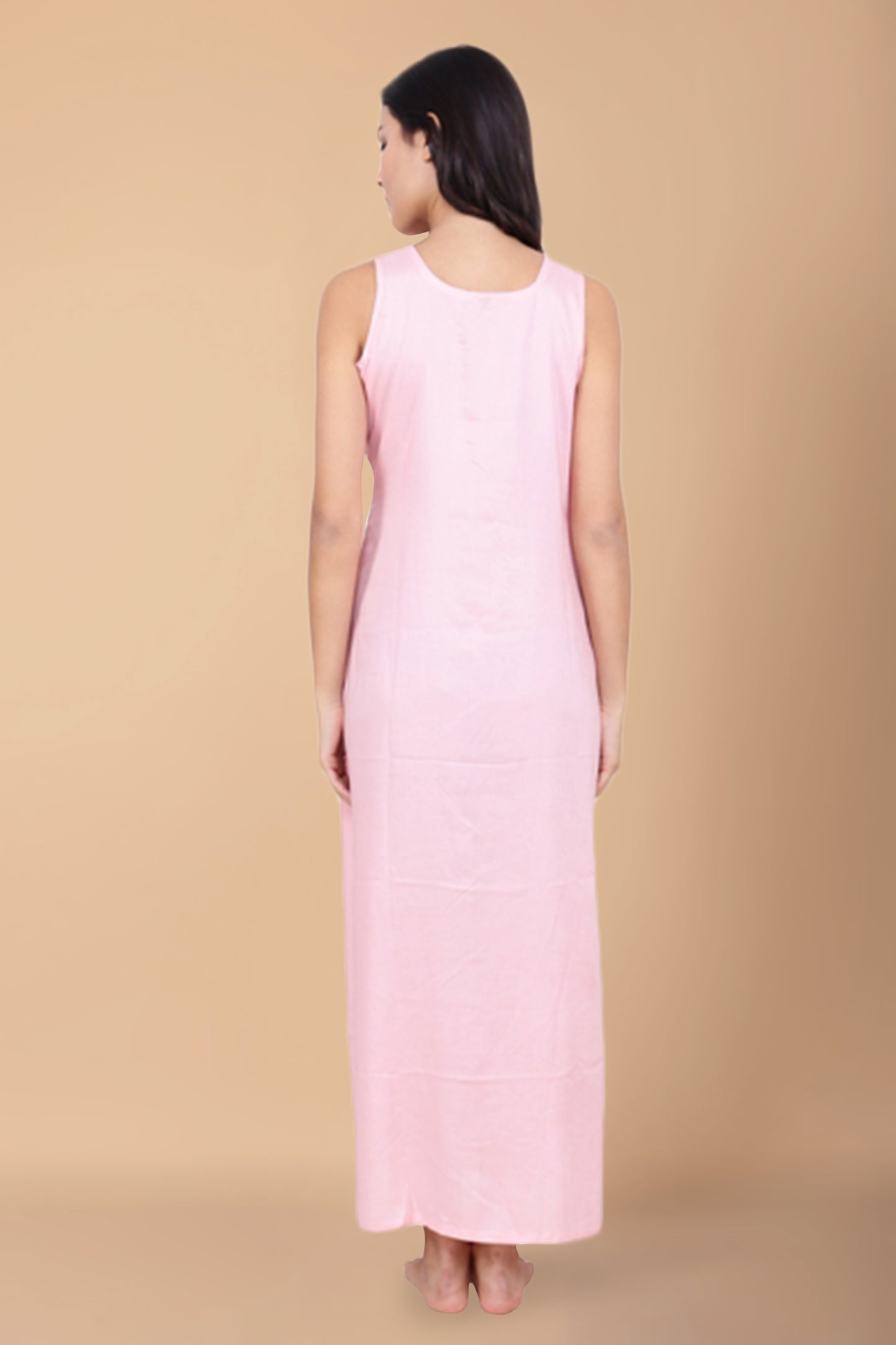 Buy Plus Size Baby Pink Rayon Nighty At Apella | Sizes XS to 10 XL | India | Free Delivery | Customized