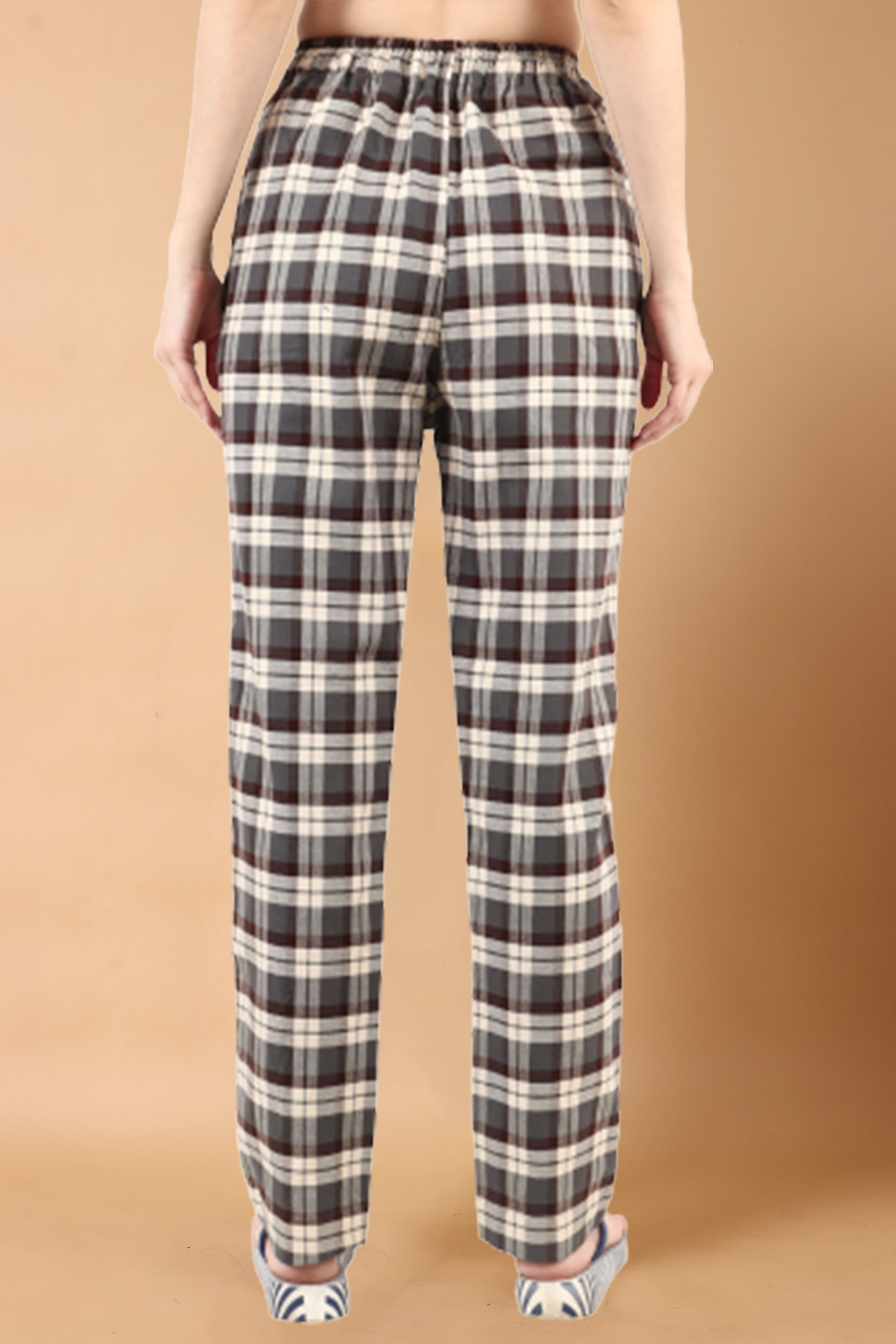 Buy Plus Size Brown Checked Woollen Pajama At Apella | Sizes XS to 10 XL | India | Free Delivery | Customized