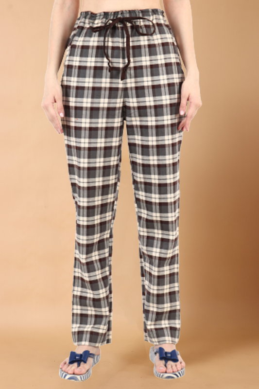 Buy Plus Size Brown Checked Woollen Pajama At Apella | Sizes XS to 10 XL | India | Free Delivery | Customized