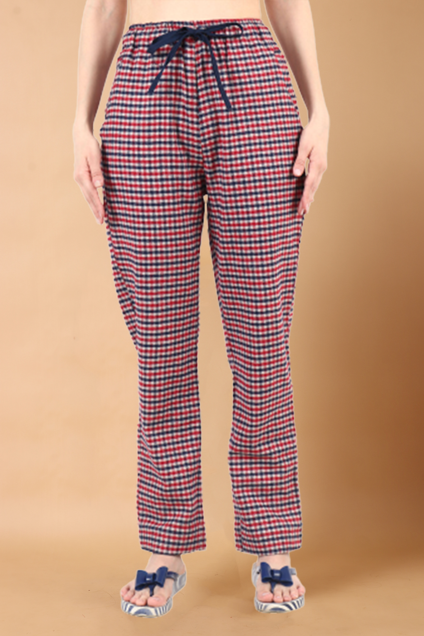 Buy Plus Size Red Checked Woollen Pajama At Apella | Sizes XS to 10 XL | India | Free Delivery | Customized
