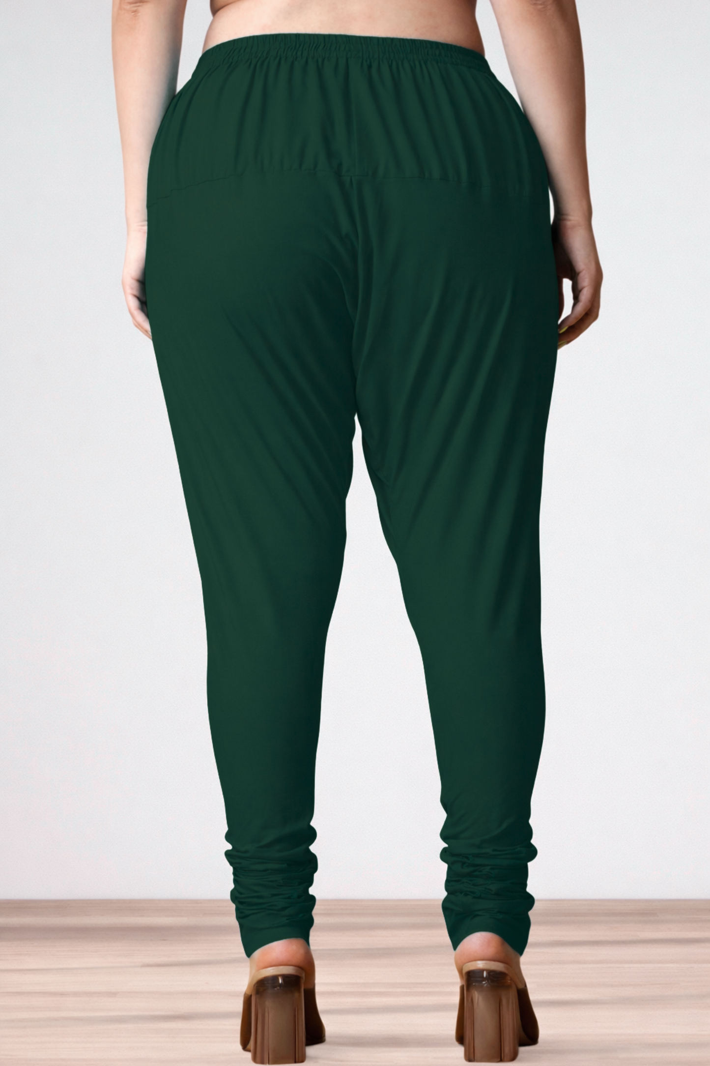 Bottle Green Rayon Churidar Pants