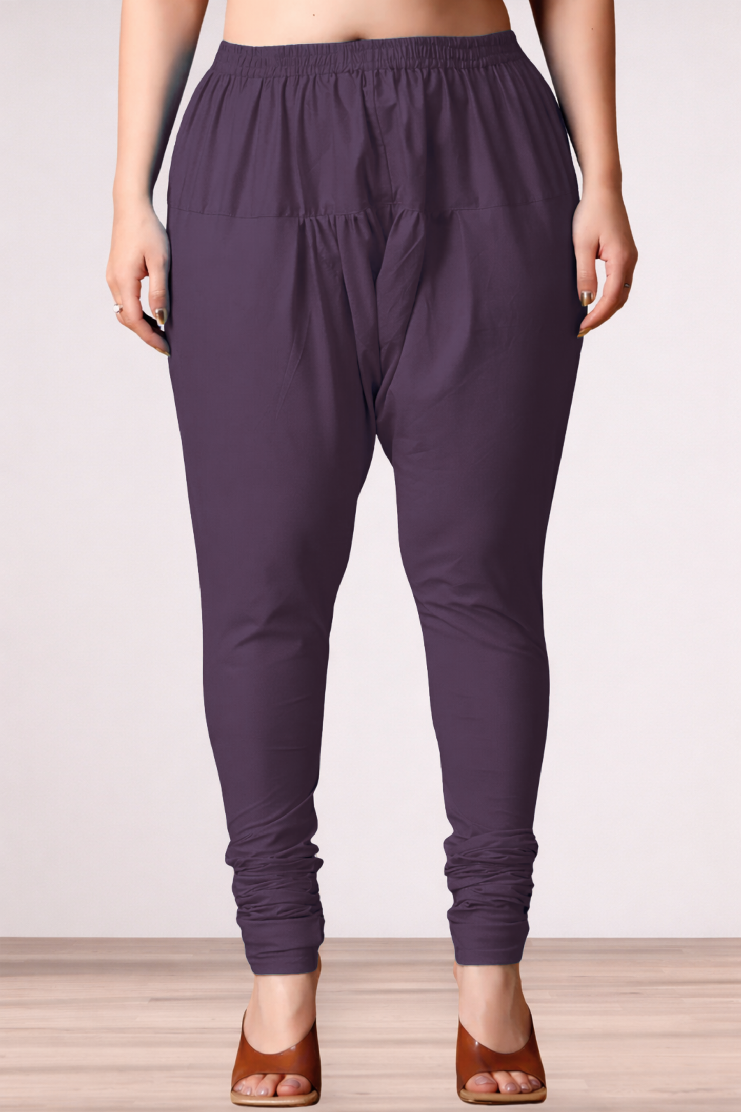 Wine Rayon Churidar Pants