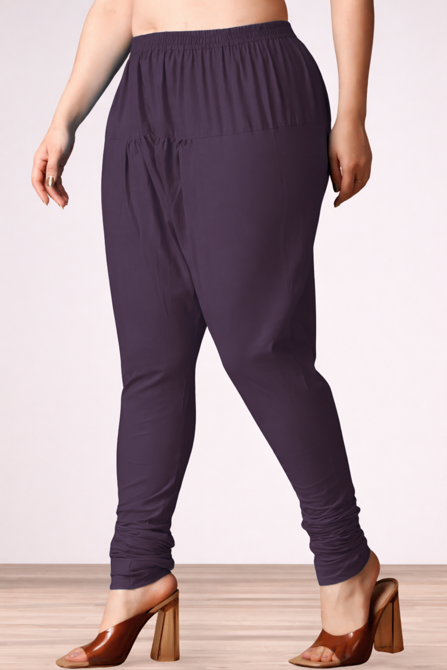 Wine Rayon Churidar Pants