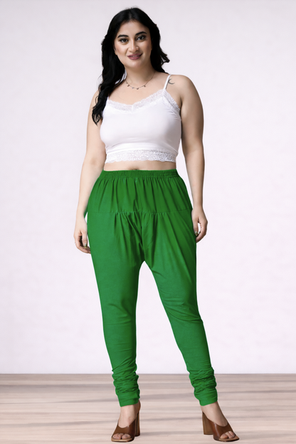 Dark Green Rayon Churidar Pants