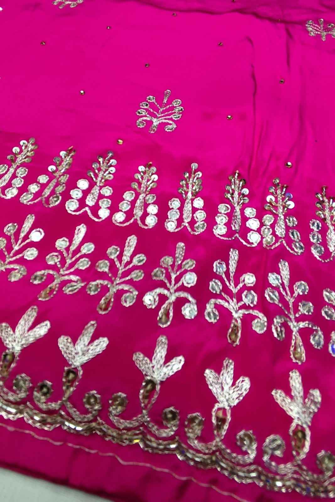 Magenta Gota Patti Unstitched Crepe Suit