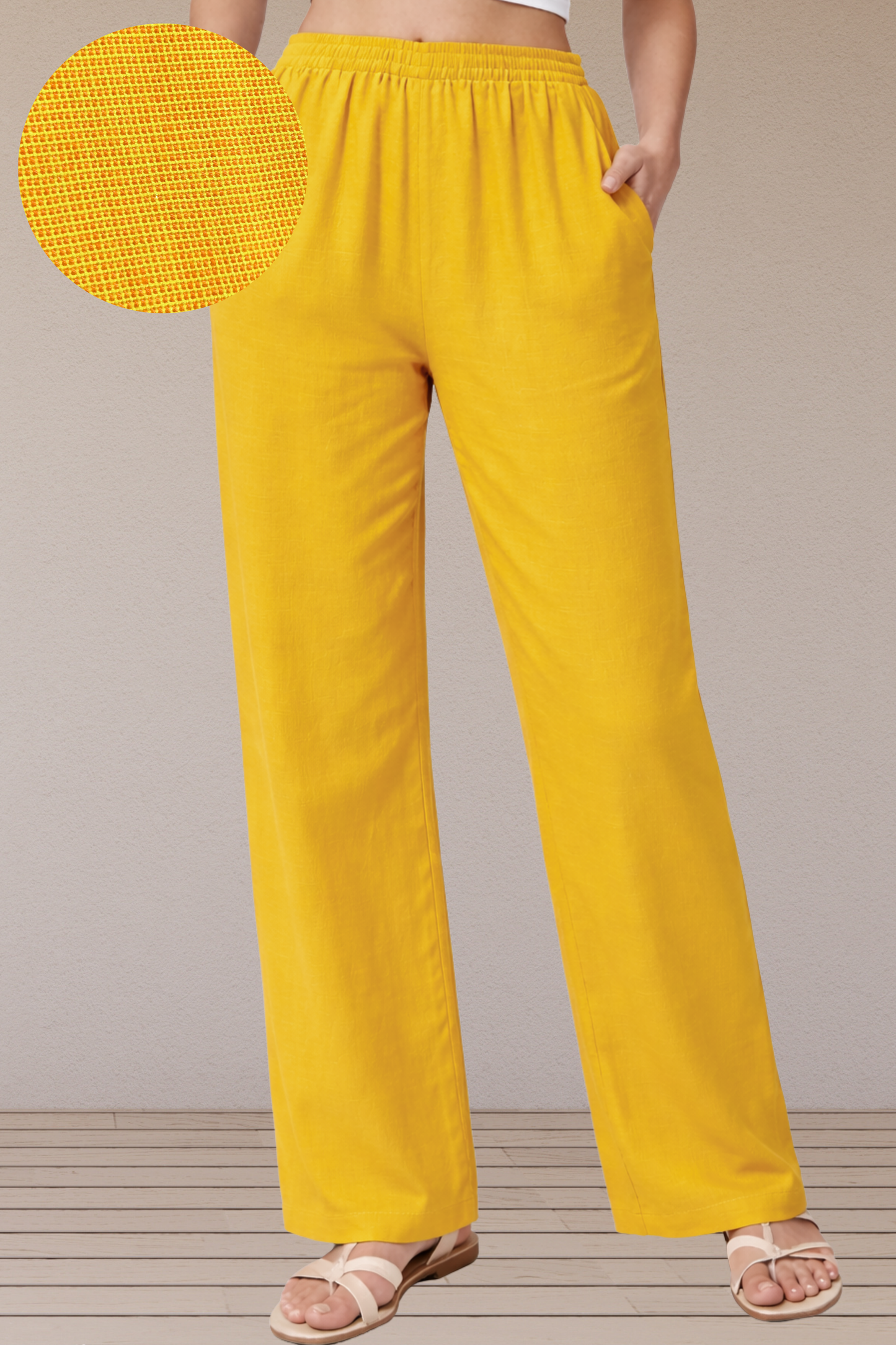 Mustard Slub Flared Pant