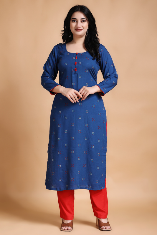 Sizzling Indigo Rayon Kurta Set