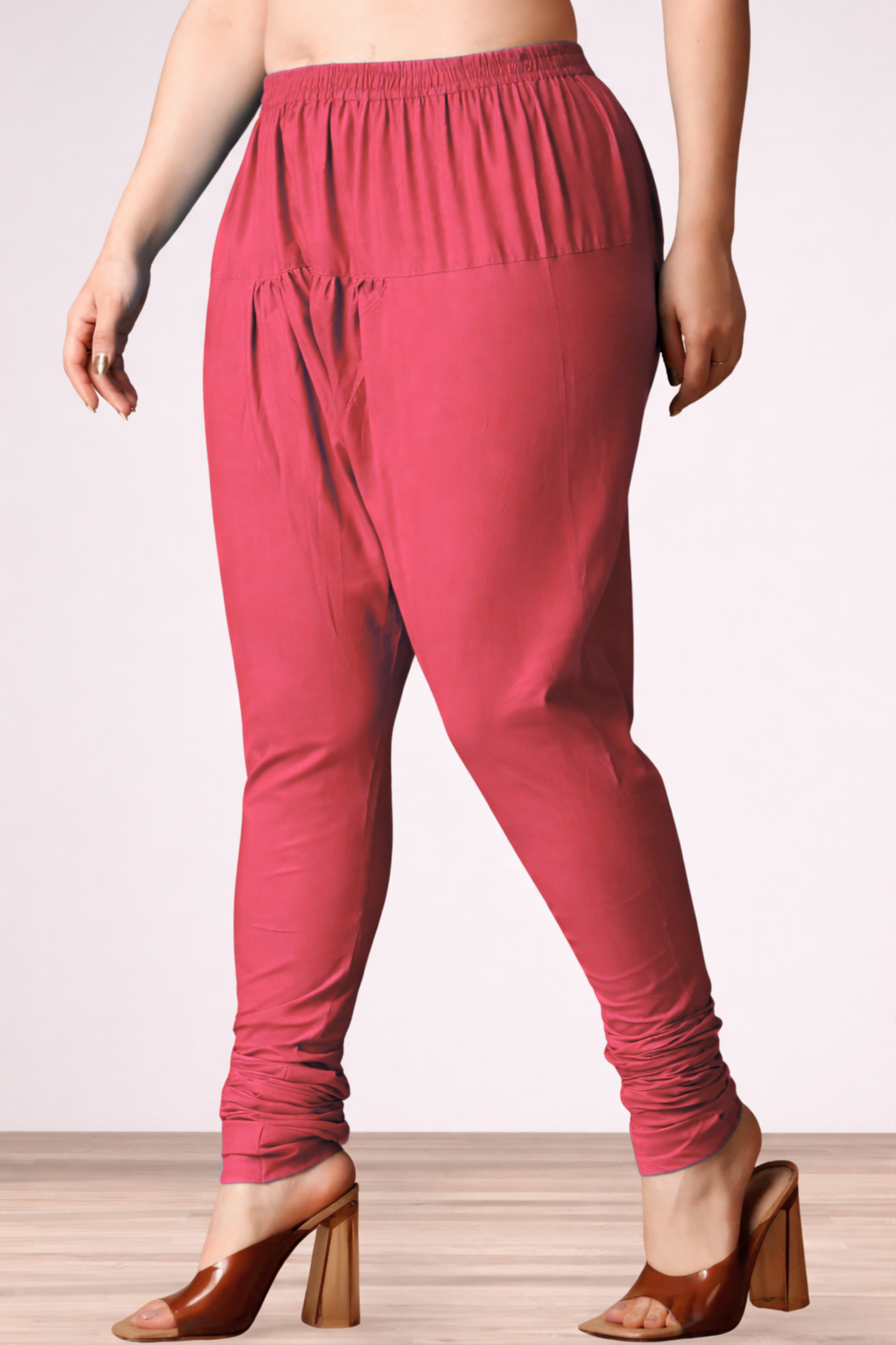 Rose Pink Rayon Churidar Pants