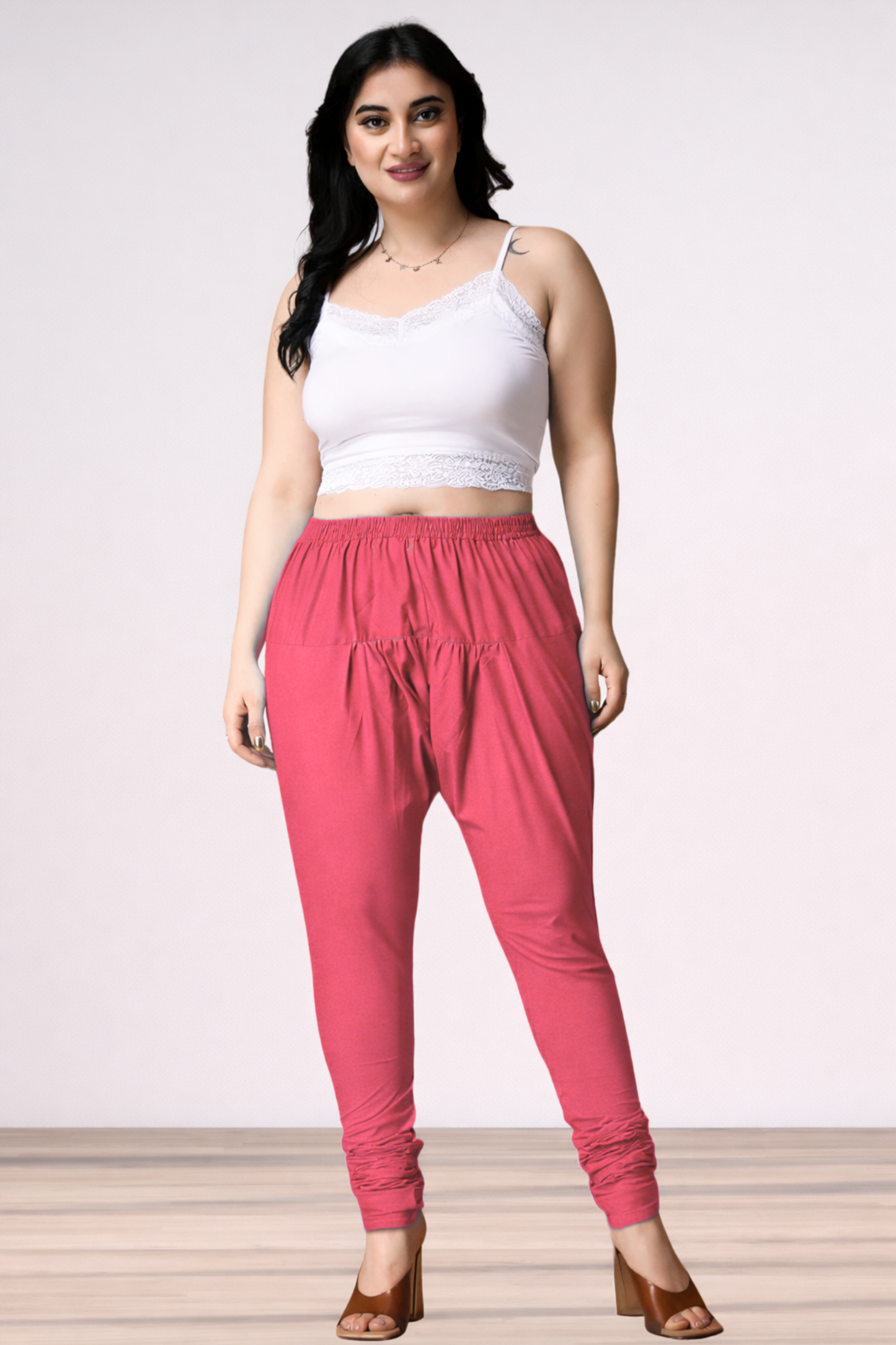 Rose Pink Rayon Churidar Pants