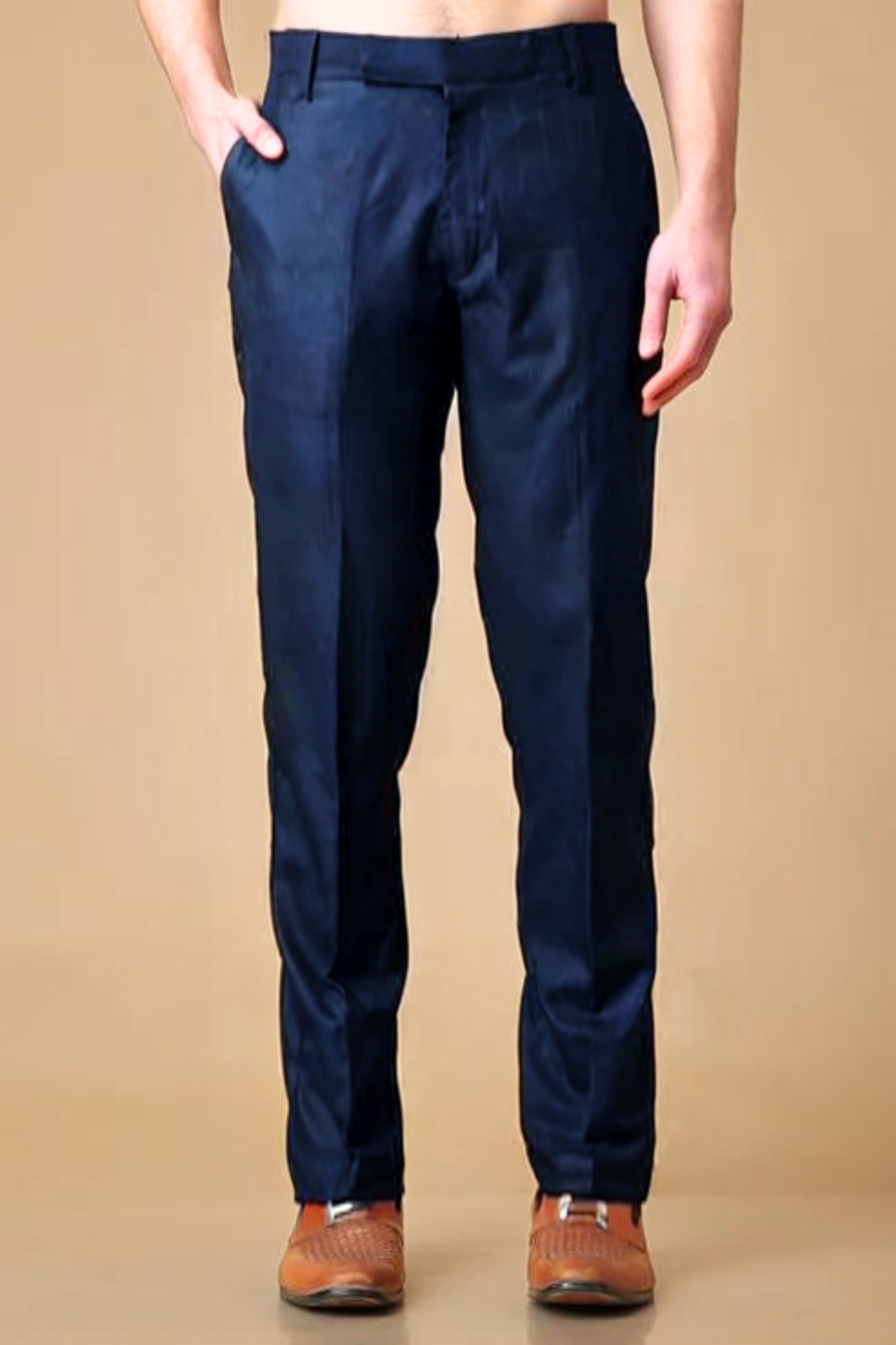 Blue Checkered Formal Trousers