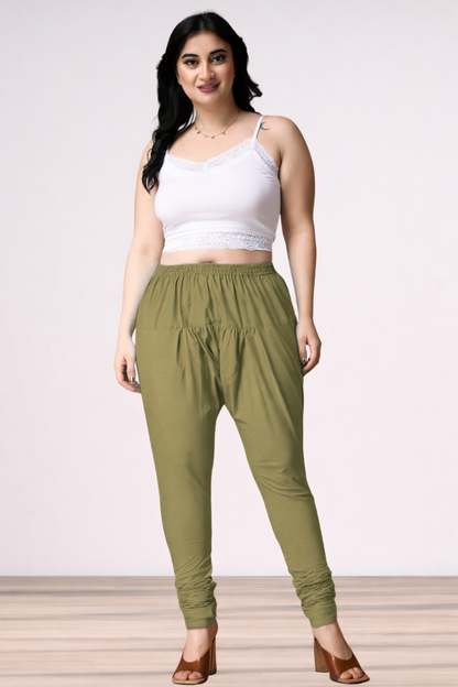 Mehndi Green Rayon Churidar Pants