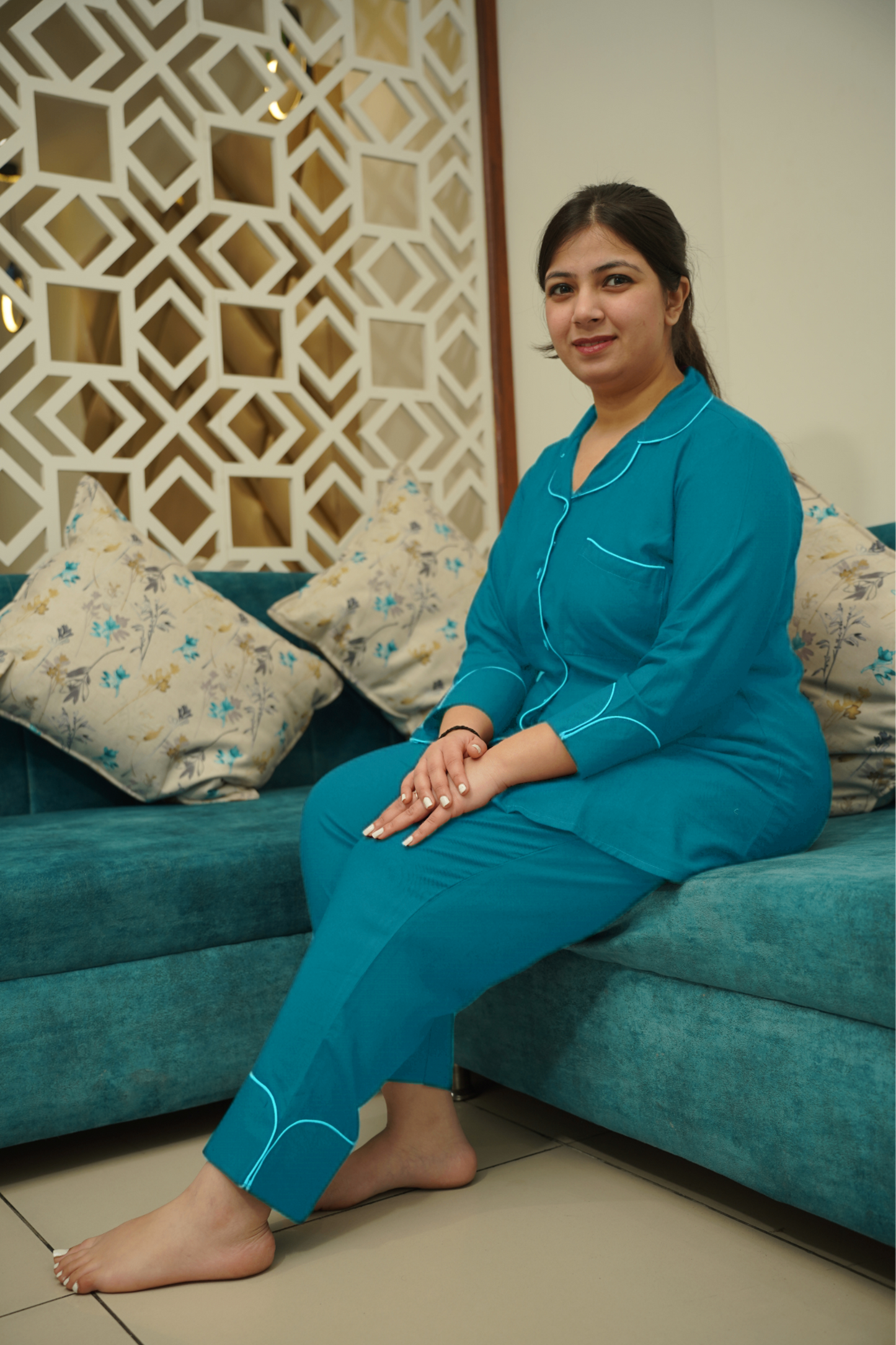 Aqua Haze Rayon Night Suit