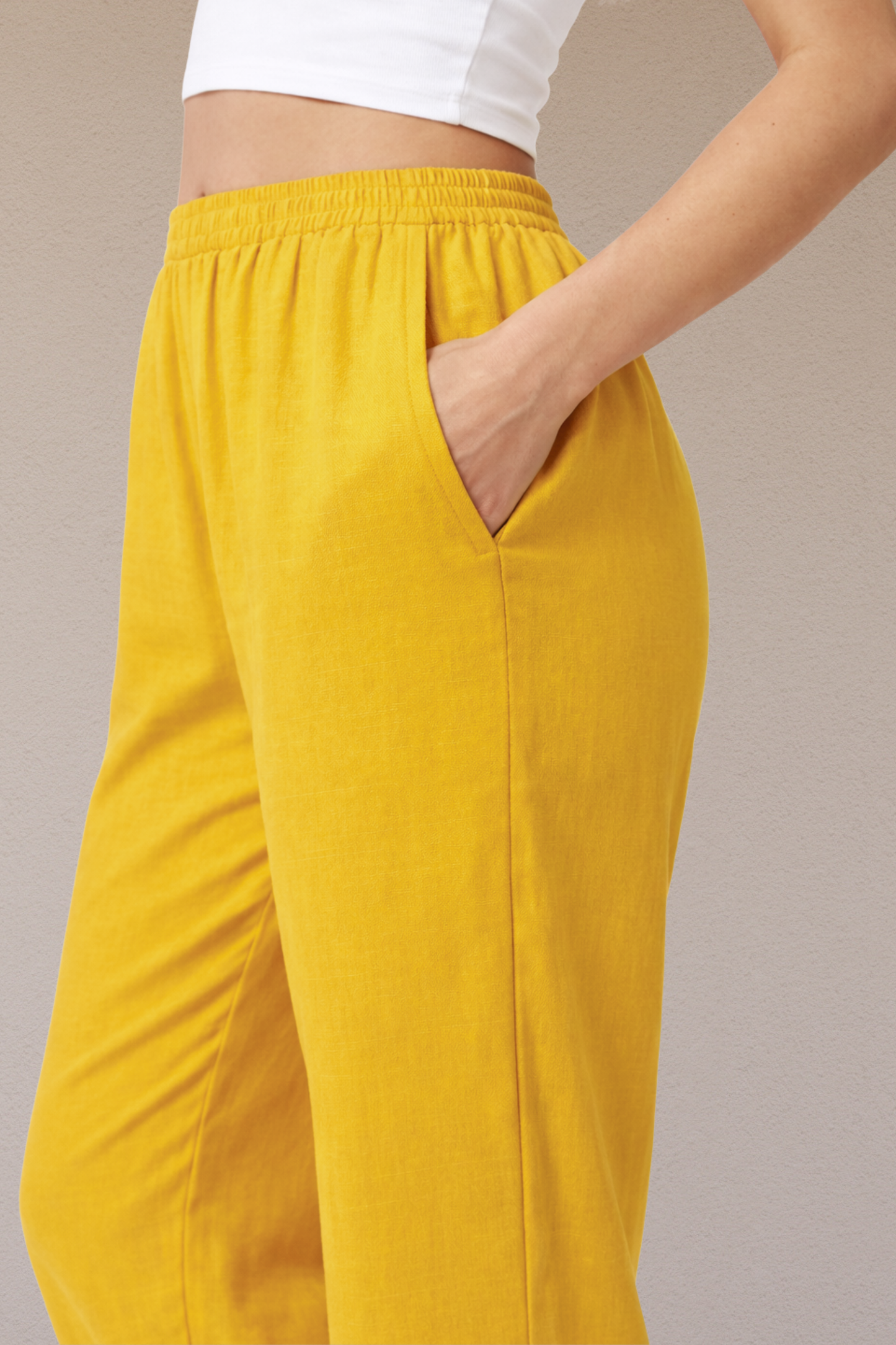 Mustard Slub Flared Pant