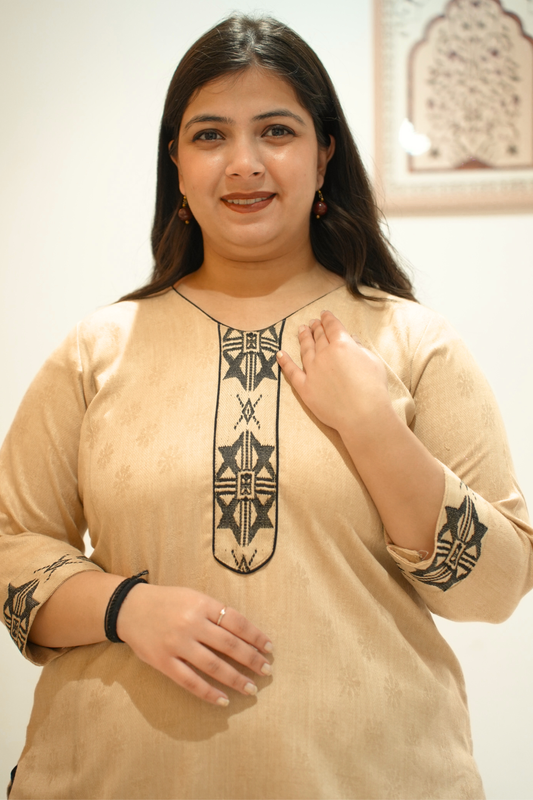 Sandstone Black Woollen Kurta Set