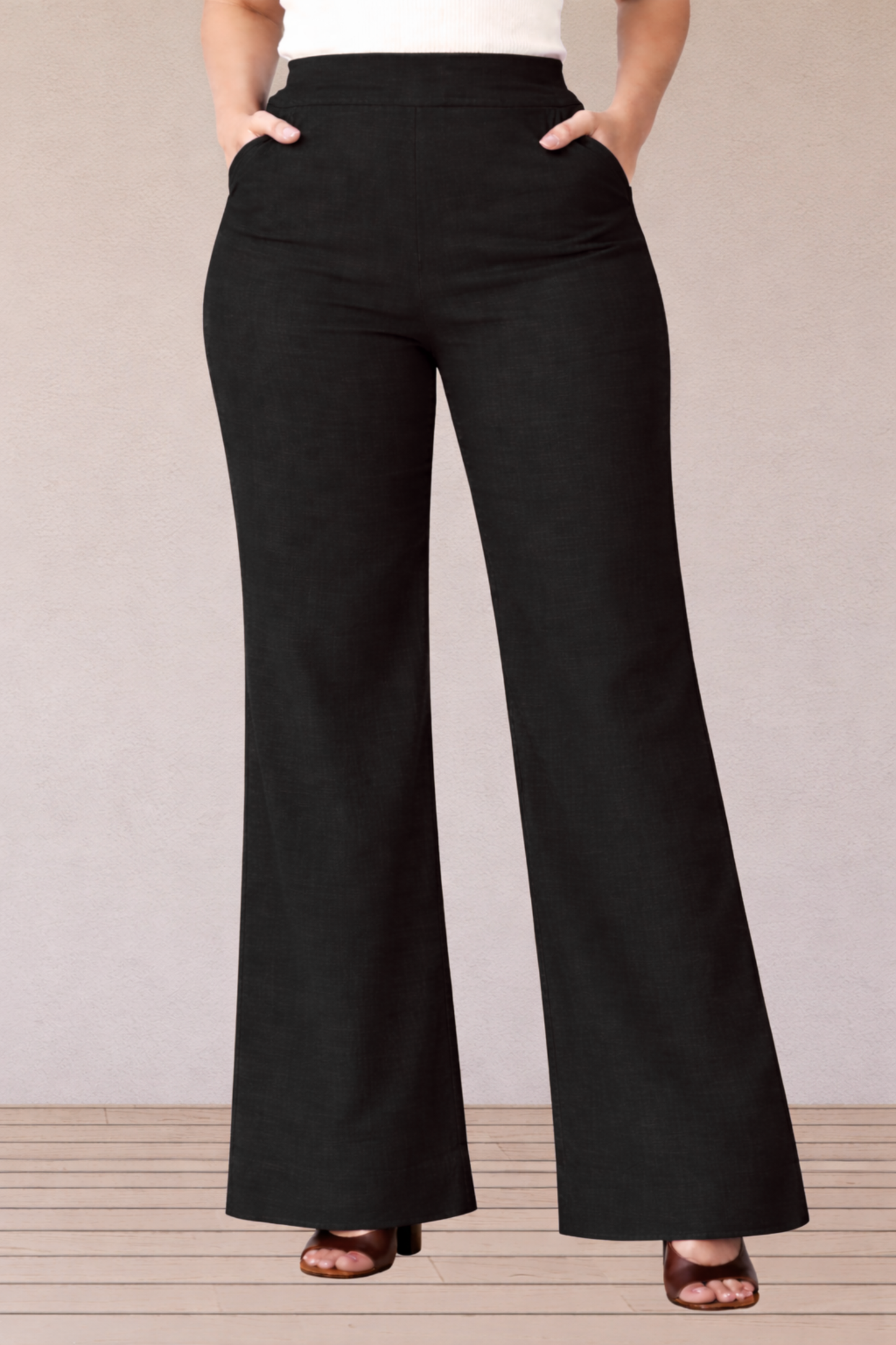 Black Wide Leg Slub Pants
