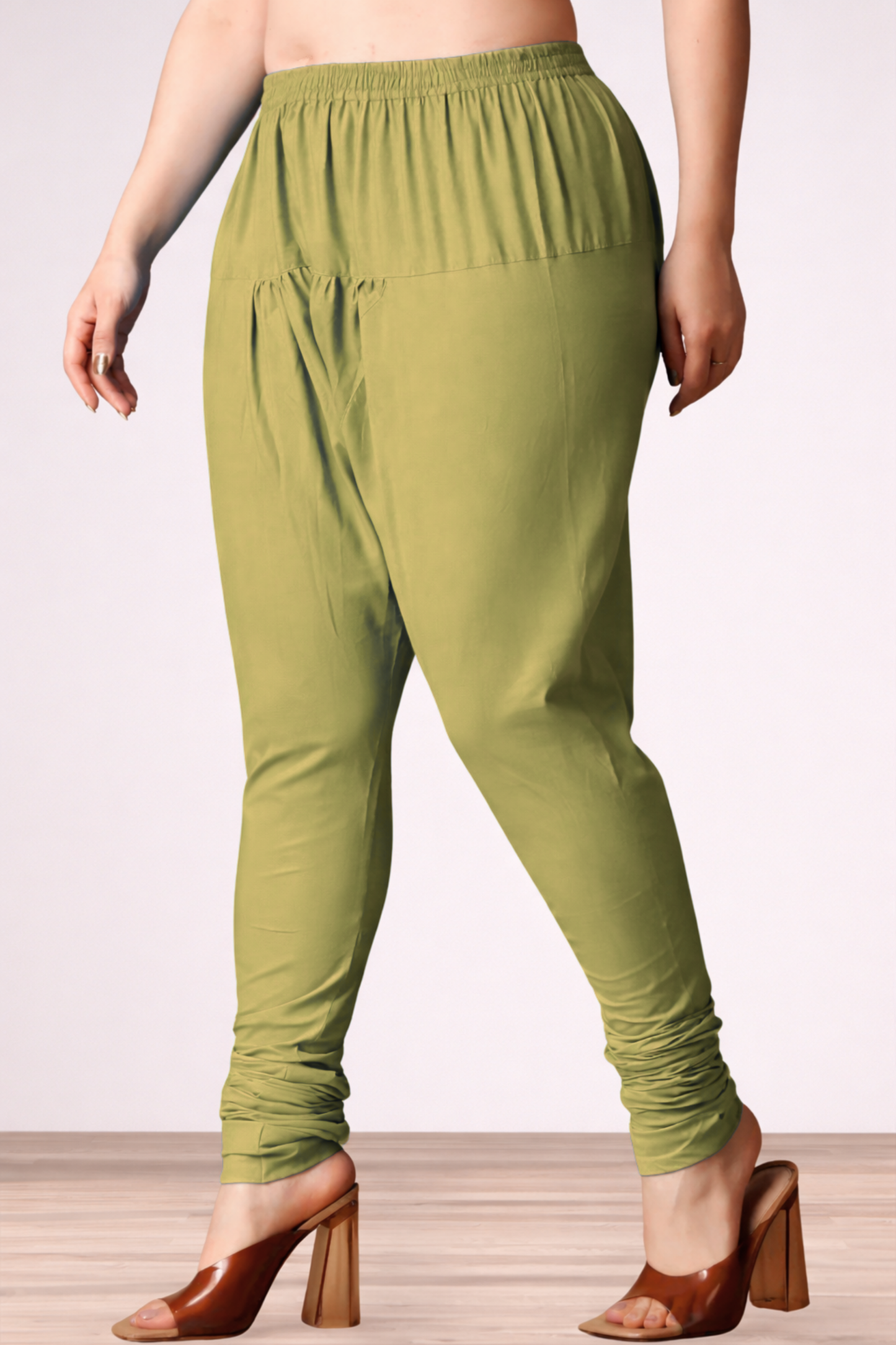 Olive Rayon Churidar Pants