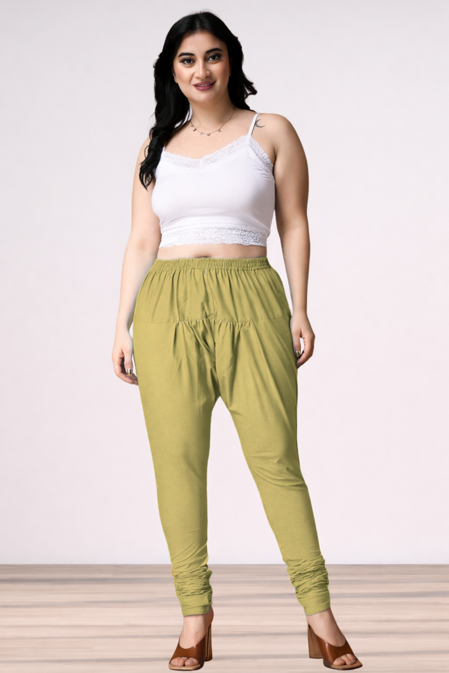Olive Rayon Churidar Pants
