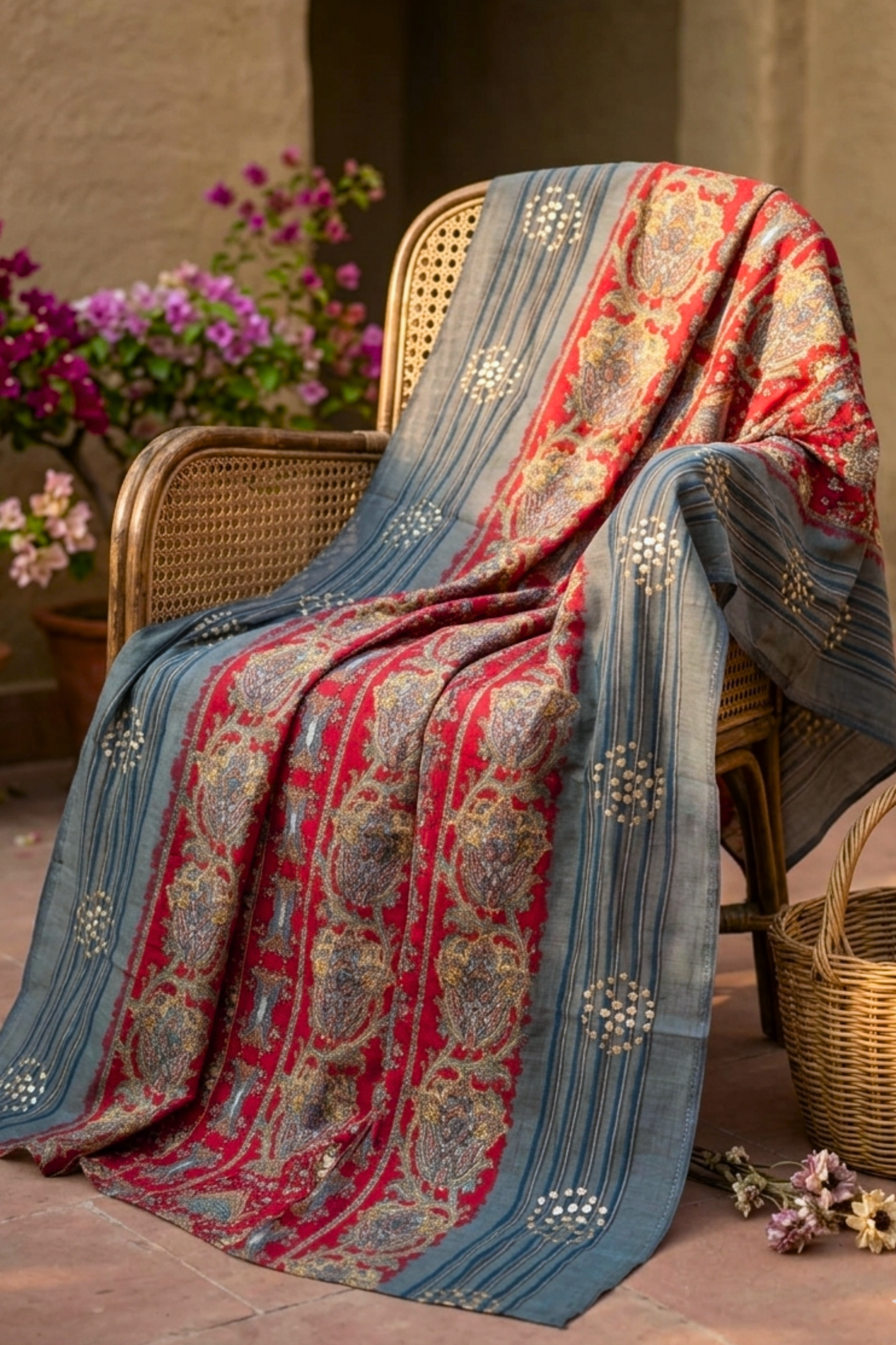 Maroon Abstract Silk Dupatta