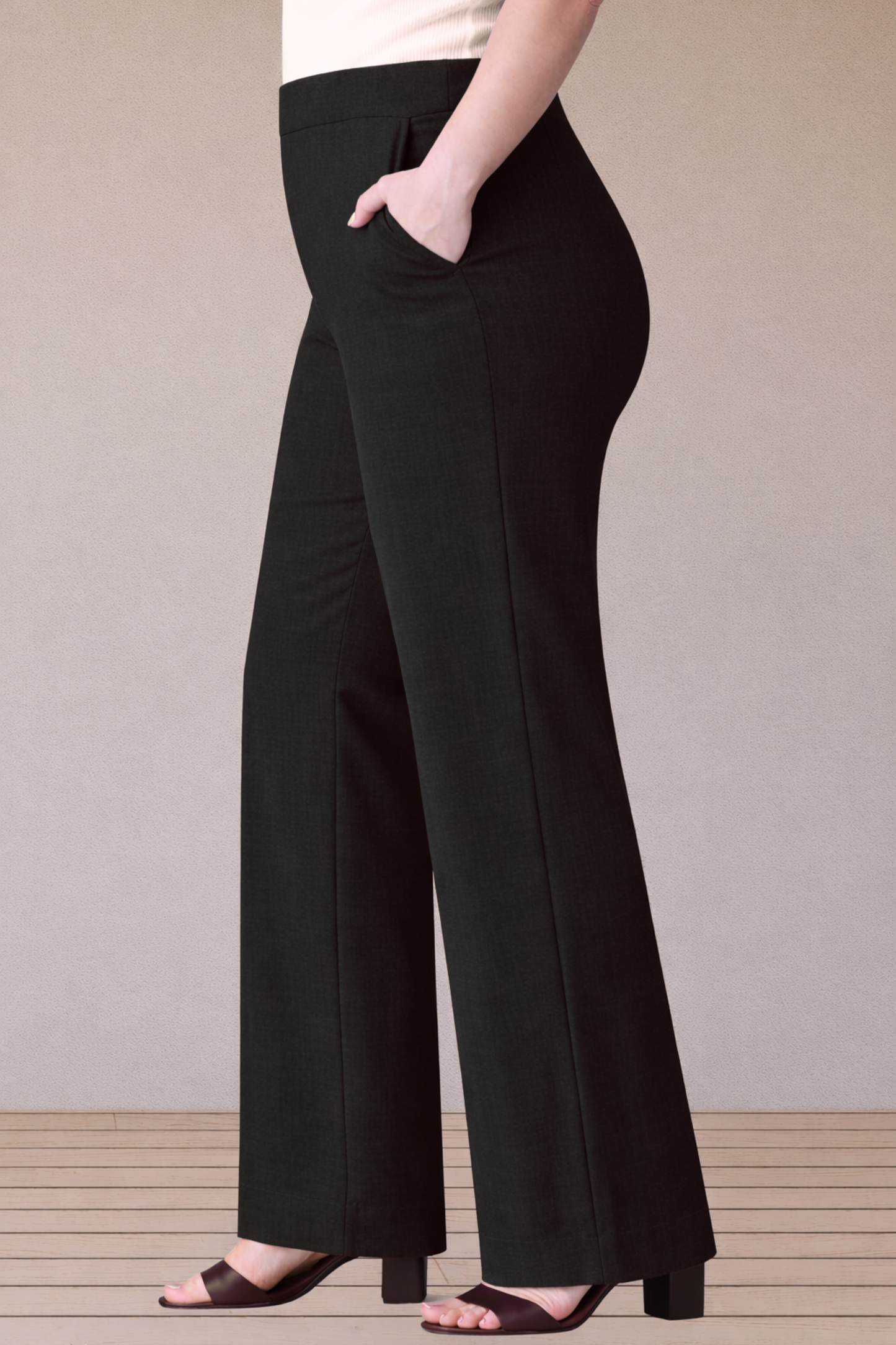 Black Wide Leg Slub Pants